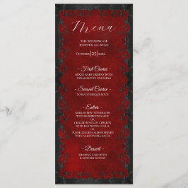 Elegant red Gothic Wedding Menu Menükarte