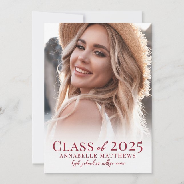 Elegant Red Graduate Photo Collage Graduation Ankündigung (Vorderseite)