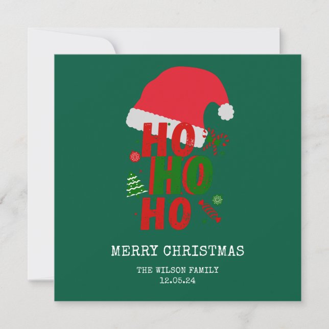 Elegant Red Green White Frohe Weihnachten Einladung (Vorderseite)