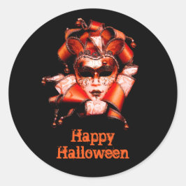 Elegant Red Halloween Maske Graphic Runder Aufkleber