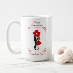 Elégant Red Happy Anniversaire Mug personnalisé