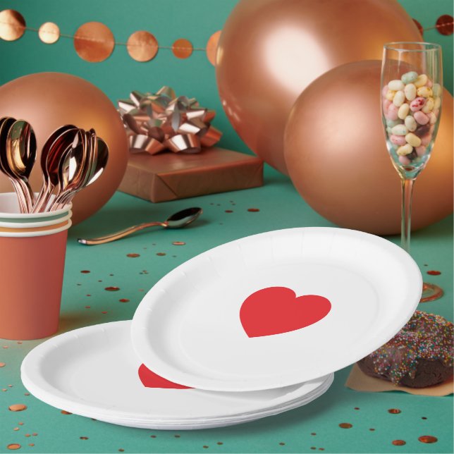 Elegant Red Heart 9 Inch Personalized Paper Plate Pappteller (Multi)