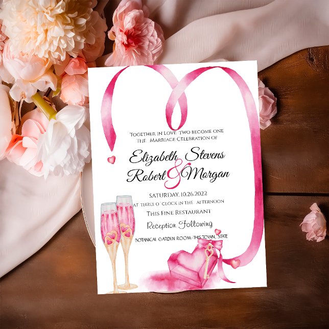 Elegant Red Hearts Champagne Glass Einladung (Von Creator hochgeladen)