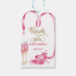 Elegant Red Hearts Champagne Glass Geschenkanhänger