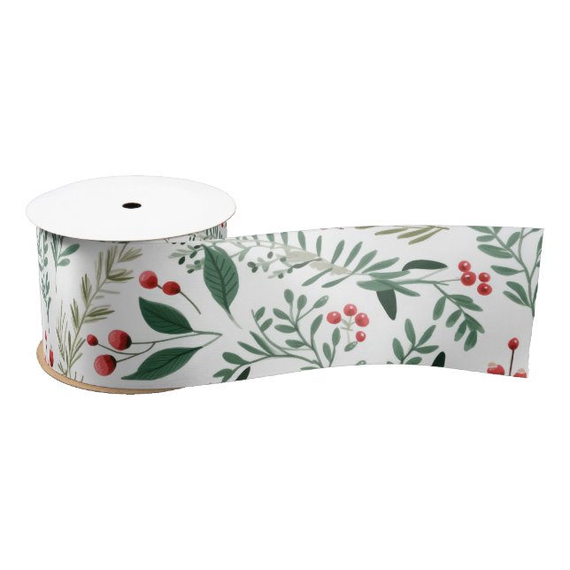 Elegant Red Holly Berries Satinband (Spule)