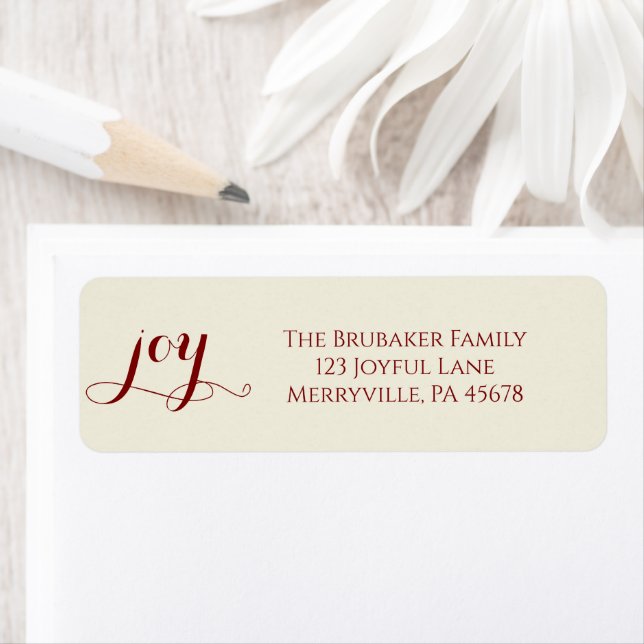 Elegant Red Joy Christmas Return Address (Insitu)