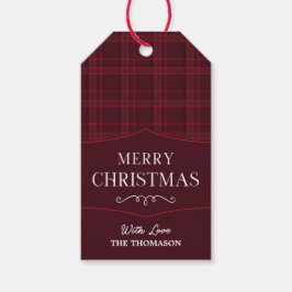 Elegant Red Kariert Custom Frohe Weihnachten Geschenkanhänger