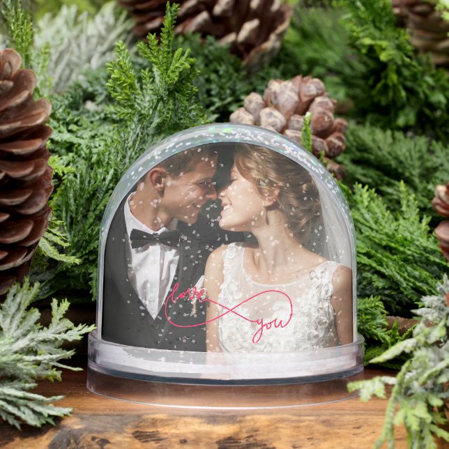 Elegant Red love You Infinity Sign Wedding Photo  Schneekugeln (Winter)
