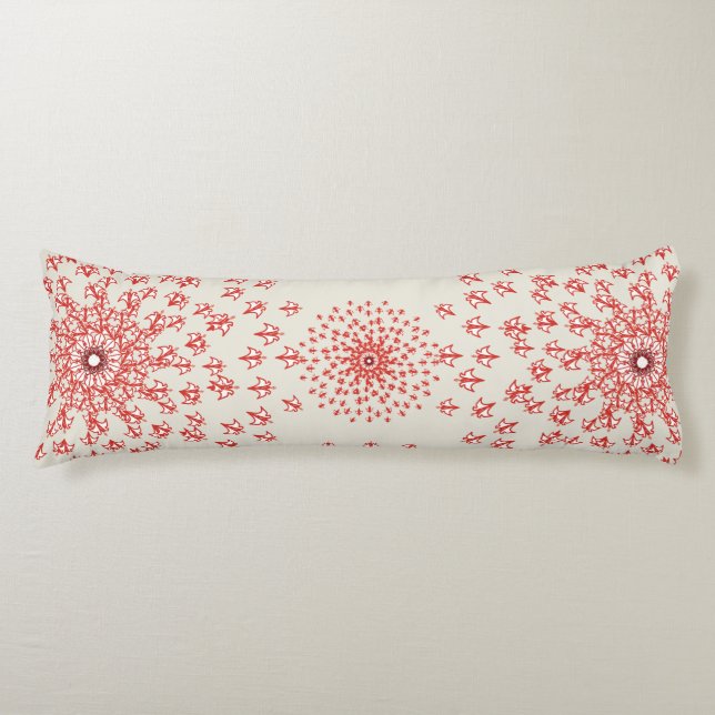 Elegant Red Mandala Geometric Bedroom & Home Texti Seitenschläferkissen (Vorderseite)