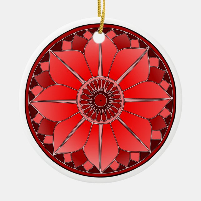 elegant Red Mandala Keramikornament (Vorne)