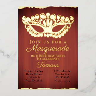 Elegant Red Masquerade Folieneinladung