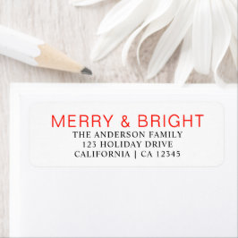 Elegant Red Merry Bright Christmas Return Address