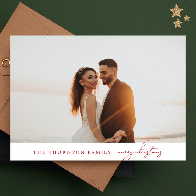 Elegant Red | MERRY CHRISTMAS FotoCollage Feiertagskarte (Von Creator hochgeladen)