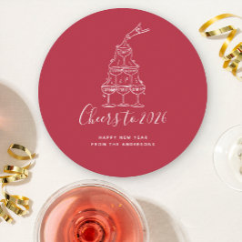 Elegant Red New Years Eve Party Paper Plate Runder Pappuntersetzer