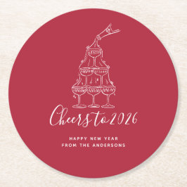Elegant Red New Years Eve Party Paper Plate Runder Pappuntersetzer