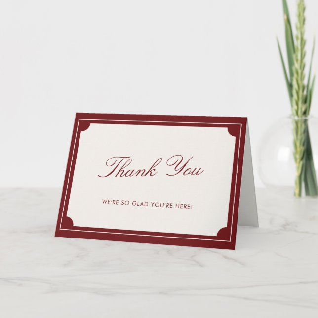 Elegant Red Old Money Wedding Thank You Card Dankeskarte (Vorderseite)