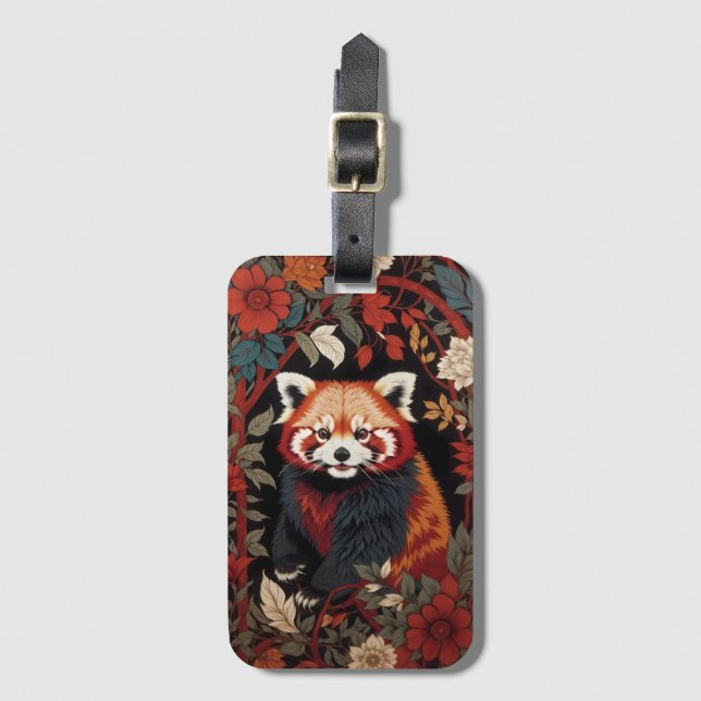 Elegant Red Panda William Morris Inspiriert Gepäckanhänger (Vorderseite Vertikal)