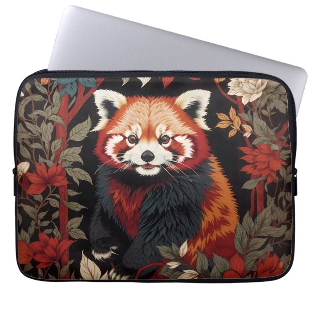 Elegant Red Panda William Morris Inspiriert Laptopschutzhülle (Vorderseite)