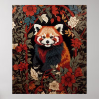 Elegant Red Panda William Morris Inspiriert
