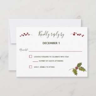 Elegant Red Poinsettia Christmas RSVP