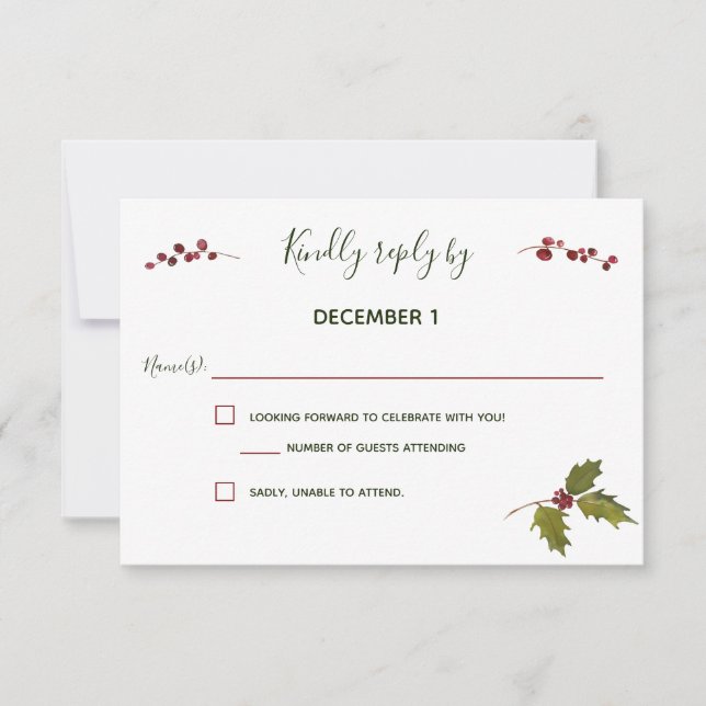 Elegant Red Poinsettia Christmas RSVP (Vorderseite)
