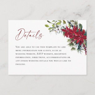 Elegant Red Poinsettia Details zur Weihnachtszeit Begleitkarte