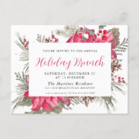 Elegant Red Poinsettia Holiday Brunch Einladung P