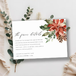 Elegant Red Poinsettia Pine Cone Hochzeit Details Begleitkarte