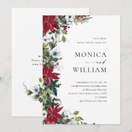 Elegant Red Poinsettia WeihnachtsWedding Einladung
