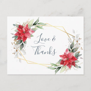 Elegant Red Poinsettia Winter Greenerie Vielen Dan Postkarte