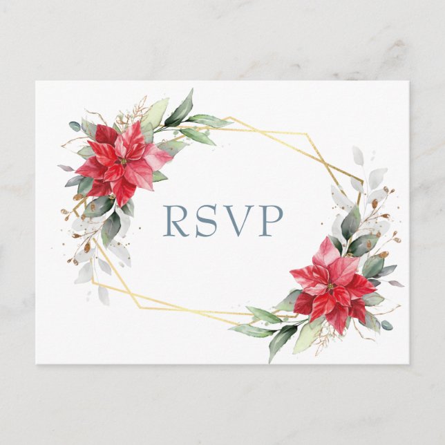 Elegant Red Poinsettia Winter Greenery UAWG Postkarte (Vorderseite)