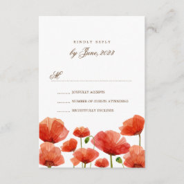 Elegant Red Poppy Blume Wedding RSVP Karte