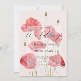 elegant red poppy wedding einladung