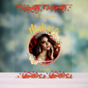 Elegant Red Quinceañera Celebration Spanisch Acrylschild