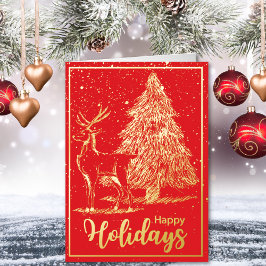 Elegant Red Reindeer and Tree Christmas