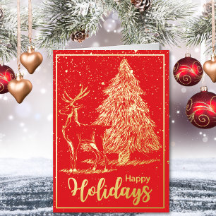 Elegant Red Reindeer and Tree Christmas