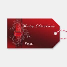 Elegant Red Ribbon Sparkling Ruby Geschenkanhänger