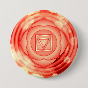 Elegant Red Root Chakra Zen Yoga Spiritual Button