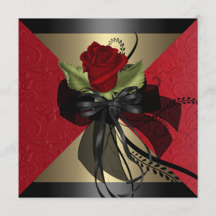 Elégant Red Rose Invitation anniversaire