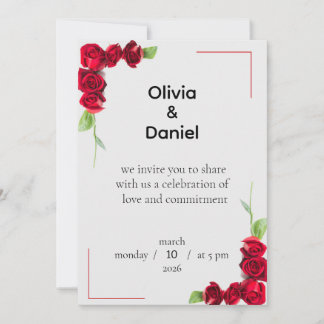 Elegant Red Rose Wedding Invitation