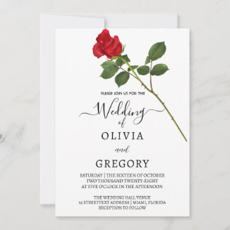 Elegant Red Rose wedding Invitation