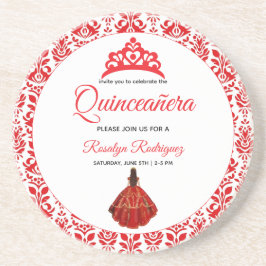 Elegant Red Royal Quinceñera Getränkeuntersetzer