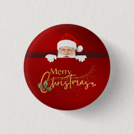 Elegant Red Santa Claus Frohe Weihnachten Button