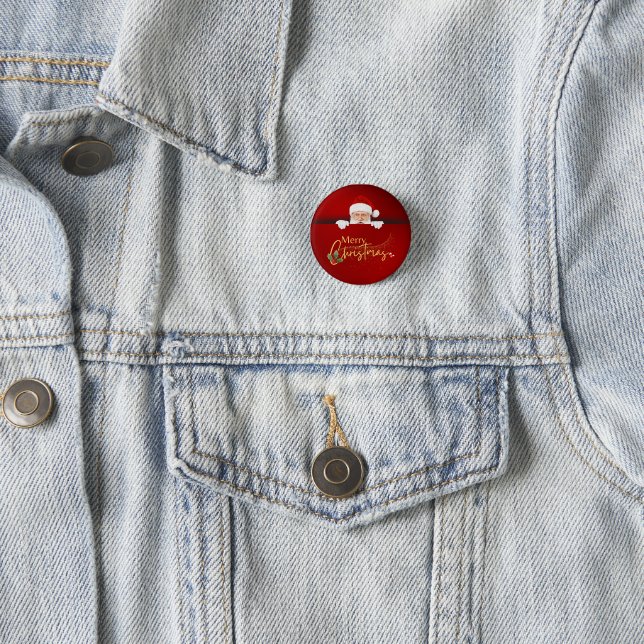 Elegant Red Santa Claus Frohe Weihnachten Button (Beispiel)