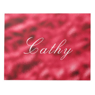 Elegant Red Satin Metallic Name Chic Hübsch Notizblock