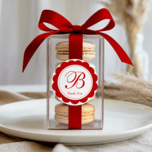 Elegant Red Scalloped Monogram Vielen Dank