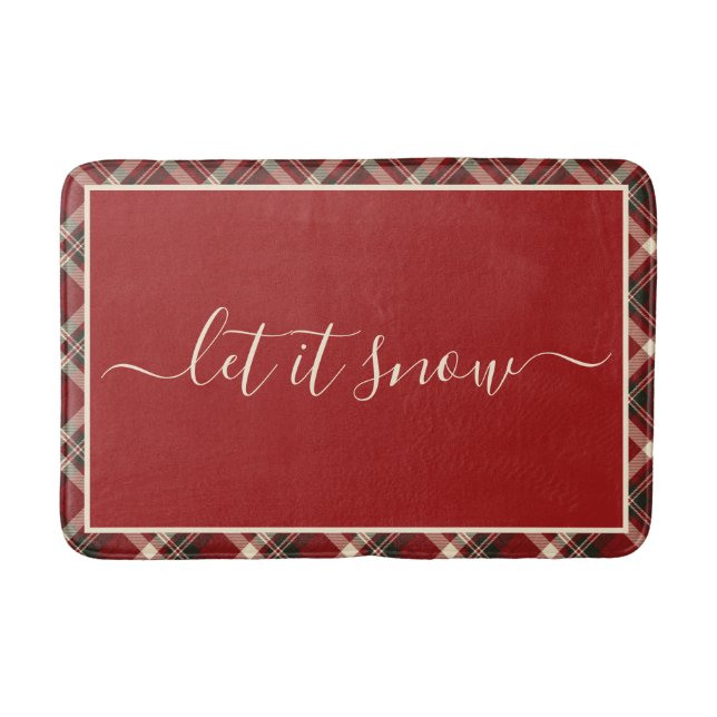 Elegant Red Scottish Kariert Vintage Christmas Badematte (Vorderseite)