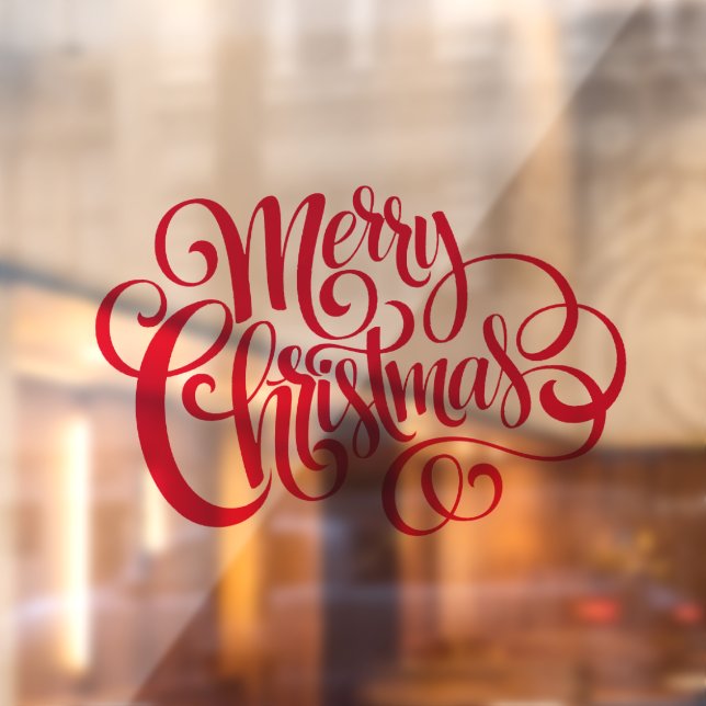 Elegant Red Script Typografie Frohe Weihnachten Fensteraufkleber (Blatt 2)
