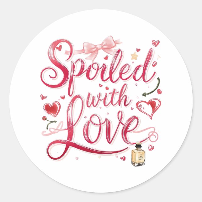 Elegant Red Script with Champagne Runder Aufkleber (Vorderseite)