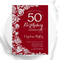 Elegant Red Silver Rose 50. Geburtstagsparty